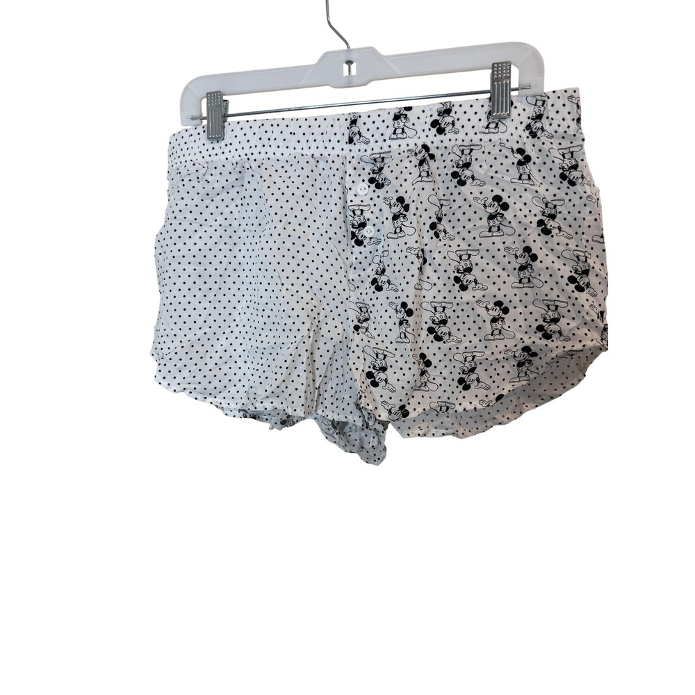 Disney‎ Sleep Shorts kids Large White Mickey Mouse Polka Dot Rayon Ruffle Hem